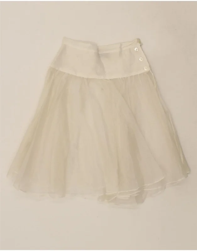 BLUES Womens See Through A-Line Skirt UK 10 Small W25 White velvet skirt luxury