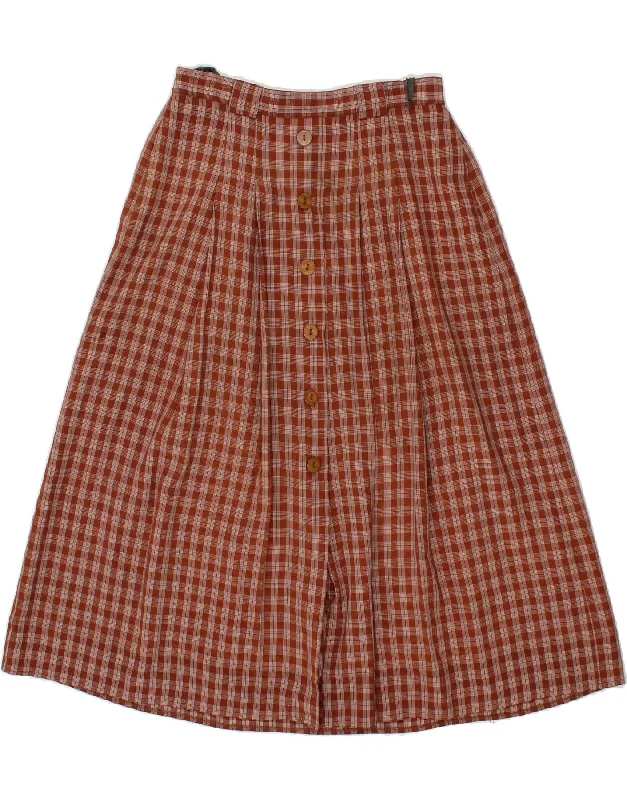 CAVITA Womens High Waist A-Line Skirt UK 14 Large W28 Brown Check velvet skirt luxurious CAVITA Womens High Waist A-Line Skirt UK 14 Large W28 Brown Check velvet skirt luxurious