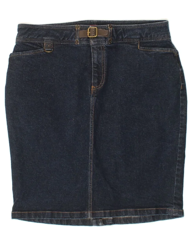 CHAPS Womens Denim Skirt US 8 Medium W32 Navy Blue Cotton leather skirt sleek