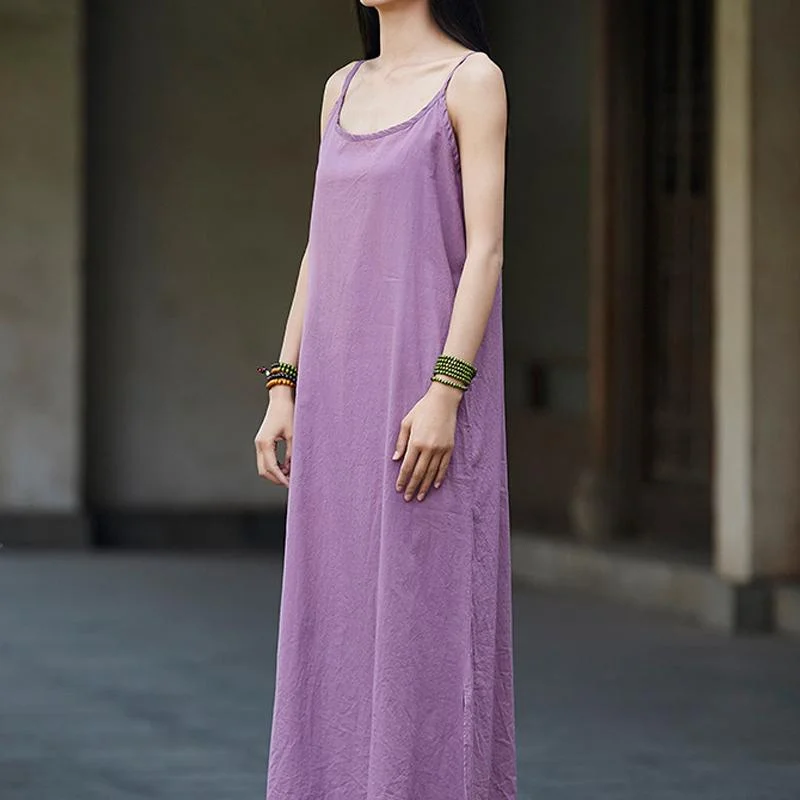 Cotton And Linen Loose Camisole Long Skirt corduroy skirt cozy