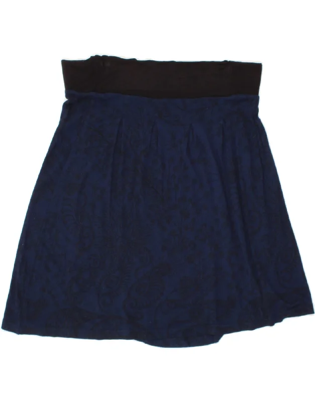 DESIGUAL Womens A-Line Skirt UK 14 Medium W32 Navy Blue Floral Viscose velvet skirt plush DESIGUAL Womens A-Line Skirt UK 14 Medium W32 Navy Blue Floral Viscose velvet skirt plush