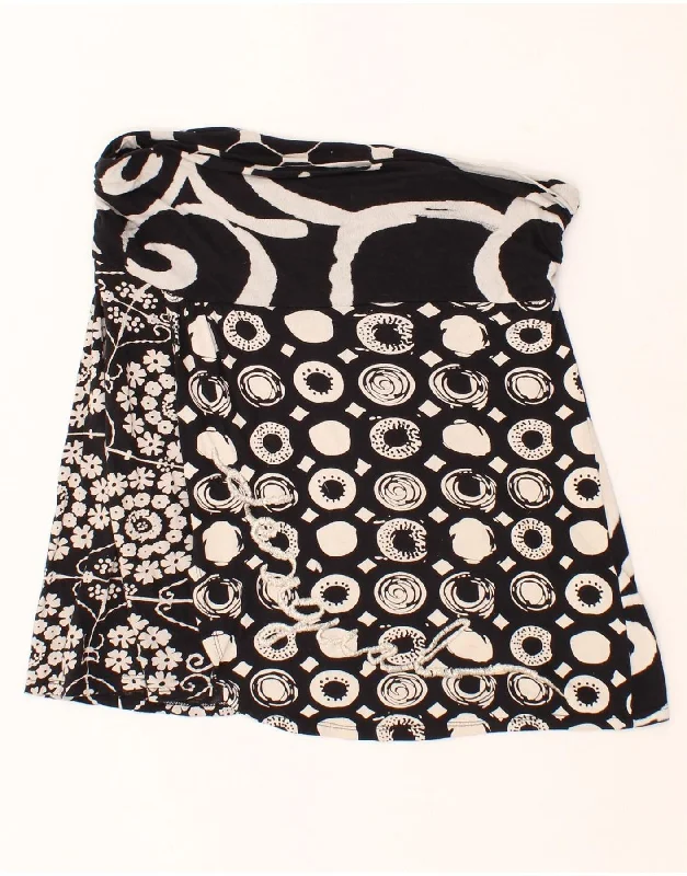DESIGUAL Womens Abstract Pattern A-Line Skirt Medium W34 Black Floral slim fit skirt DESIGUAL Womens Abstract Pattern A-Line Skirt Medium W34 Black Floral slim fit skirt