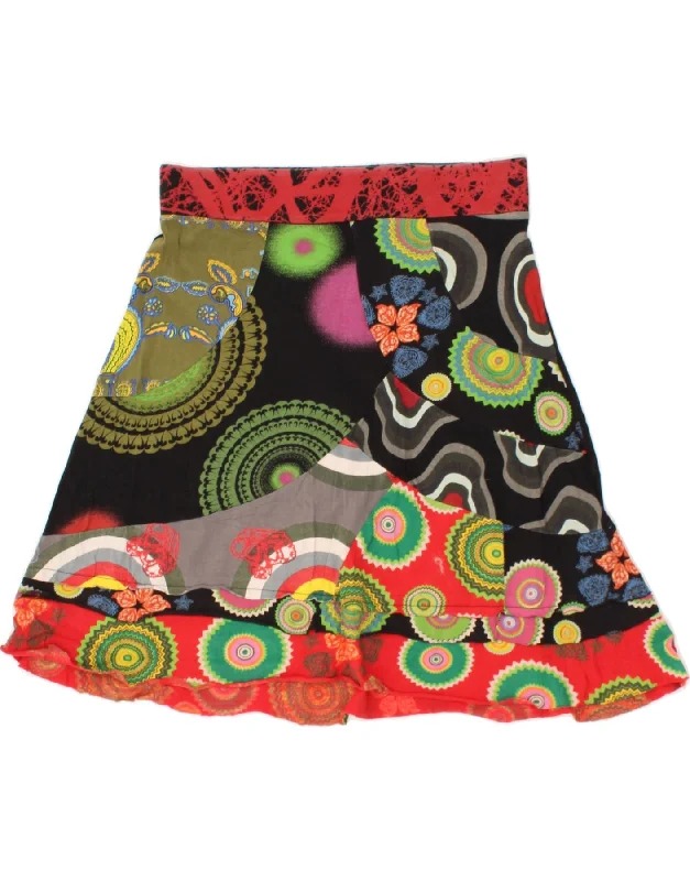 DESIGUAL Womens Abstract Pattern A-Line Skirt XL W32 Multicoloured Cotton lace skirt romantic DESIGUAL Womens Abstract Pattern A-Line Skirt XL W32 Multicoloured Cotton lace skirt romantic