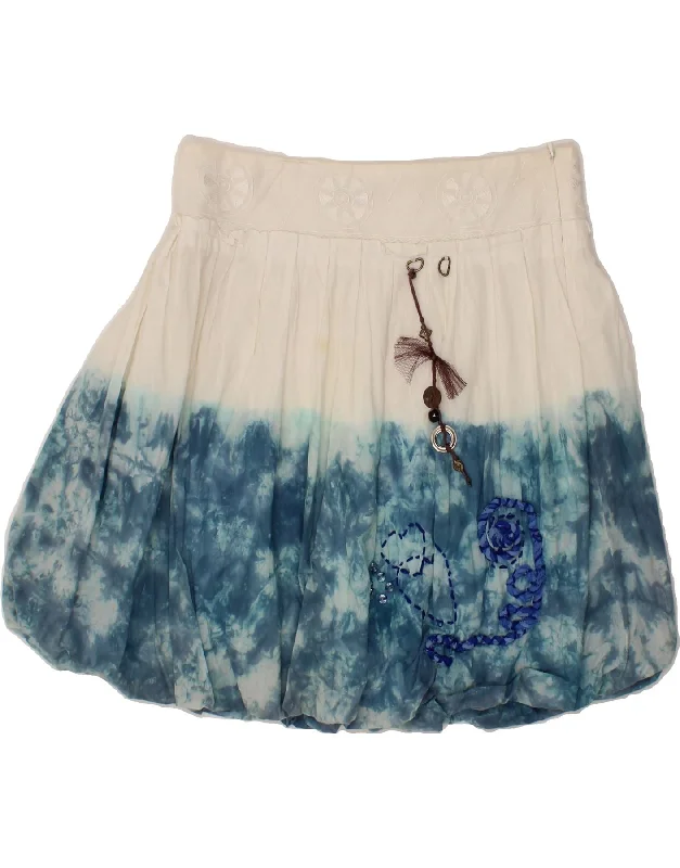 DESIGUAL Womens Bubble Skirt EU 40 Medium W30 Off White Colourblock silk skirt lustrous DESIGUAL Womens Bubble Skirt EU 40 Medium W30 Off White Colourblock silk skirt lustrous