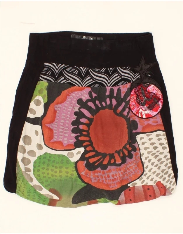 DESIGUAL Womens Graphic A-Line Skirt XL W36  Black Polyester lace skirt elegant