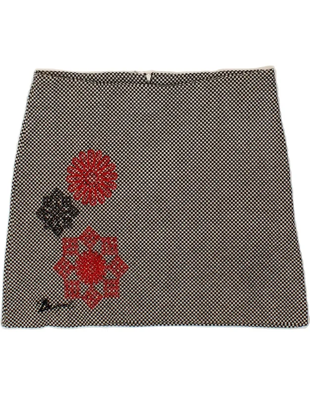DESIGUAL Womens Graphic Mini Skirt Medium W32 Grey Geometric Viscose pencil skirt chic DESIGUAL Womens Graphic Mini Skirt Medium W32 Grey Geometric Viscose pencil skirt chic