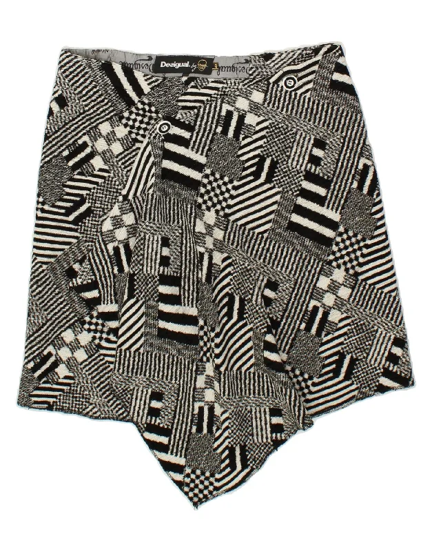 DESIGUAL Womens Wrap Skirt EU 42 Large W32 Grey Patchwork Acrylic chiffon skirt floaty DESIGUAL Womens Wrap Skirt EU 42 Large W32 Grey Patchwork Acrylic chiffon skirt floaty