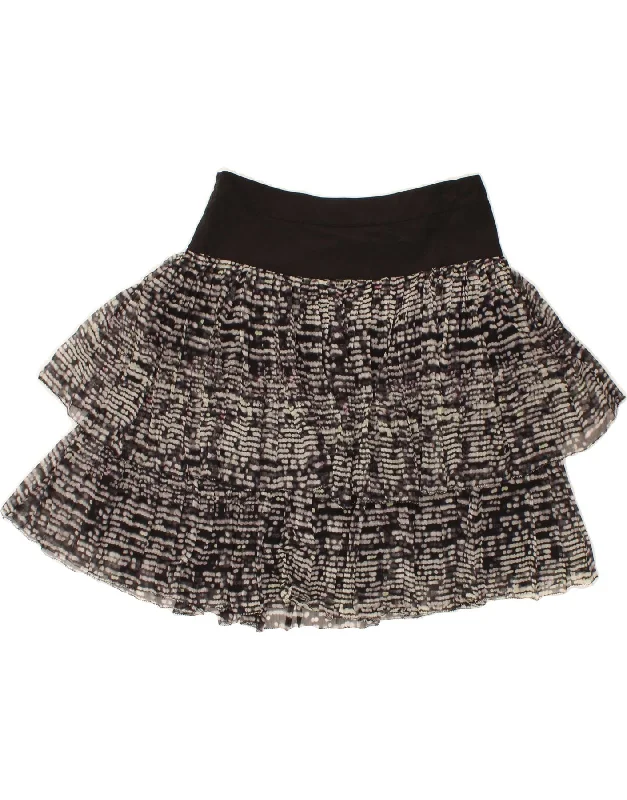 DKNY Womens Tiered Skirt US 4 Small W30  Grey Spotted Silk leather skirt sleek