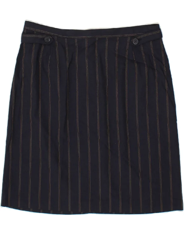 DREAM Womens Straight Skirt UK 14 Medium W30 Navy Blue Striped Viscose wool skirt sturdy DREAM Womens Straight Skirt UK 14 Medium W30 Navy Blue Striped Viscose wool skirt sturdy