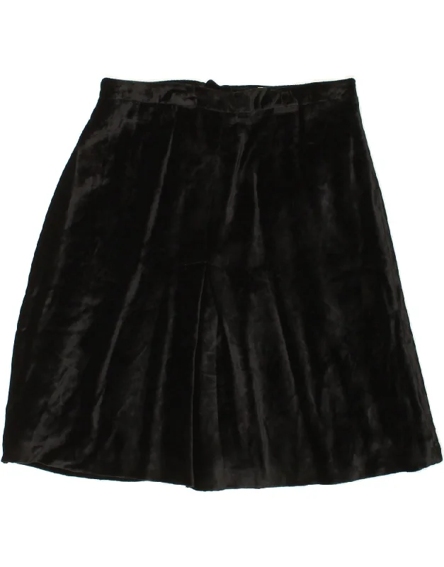 EASY Womens Velvet A-Line Skirt UK 16 Large W32  Black chiffon skirt flowing