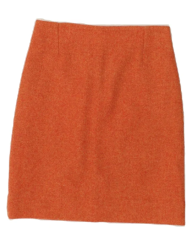 ETAM Womens Pencil Skirt UK 10 Small W28 Orange elastic waist skirt