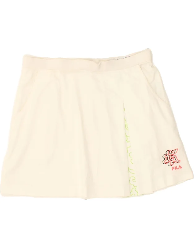 FILA Womens Mini Skirt IT 44 Medium W30 White Polyester silk skirt sleek