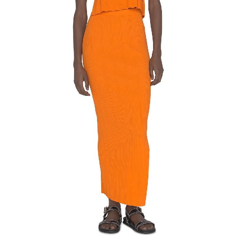 FRAME Womens Ribbed Cut-Out Maxi Skirt pleated skirt texture