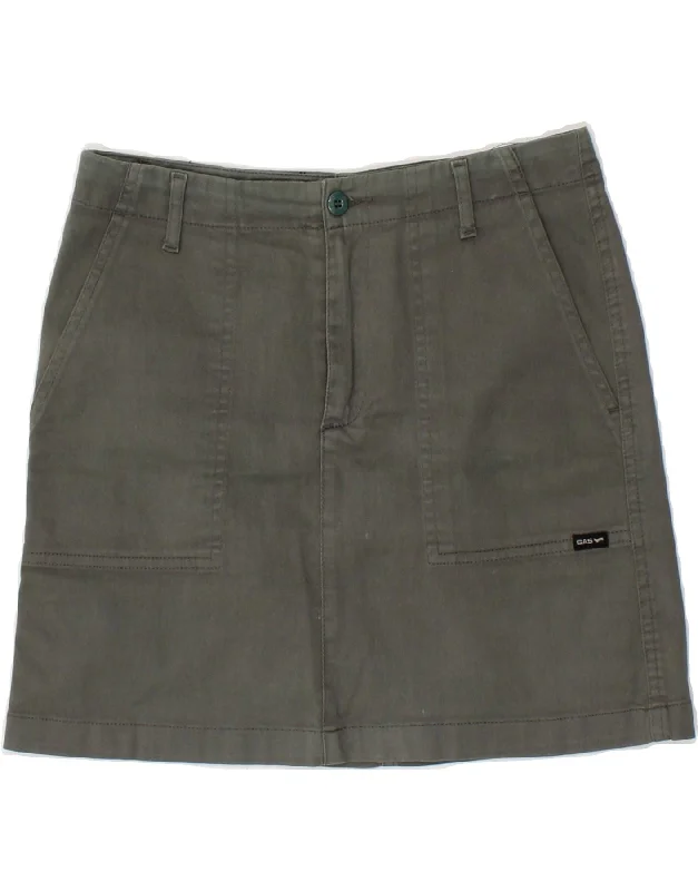 GAS Womens Low Waist Straight Skirt W28 Medium Grey Cotton velvet skirt luxury