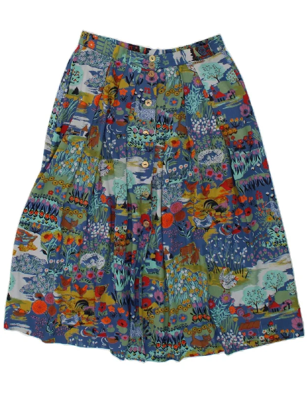 GEIGER Womens Graphic Flared Skirt EU 38 Medium W34 Multicoloured Nature satin skirt smooth