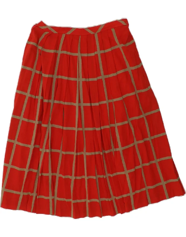 HAMMER Womens A-Line Skirt EU 38 Medium W28  Red Check tiered skirt playful