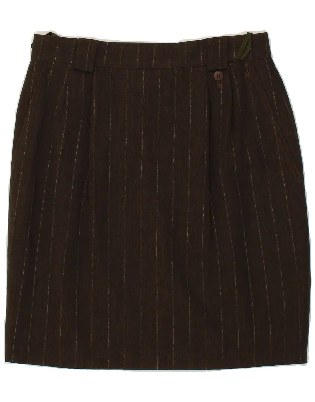 HIRSCH Womens Pencil Skirt EU 38 Medium W28  Brown Striped Viscose linen skirt light