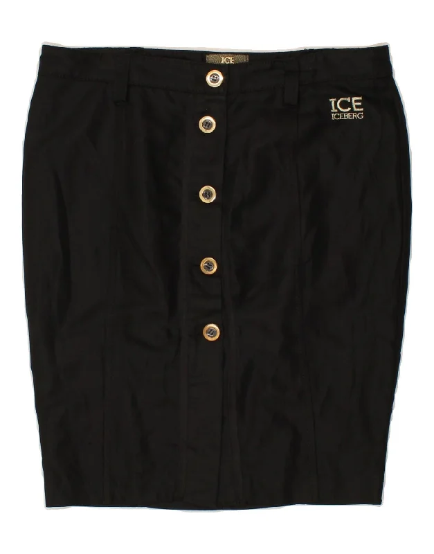 ICEBERG Womens Pencil Skirt W32 Large Black Ramie denim skirt trendy