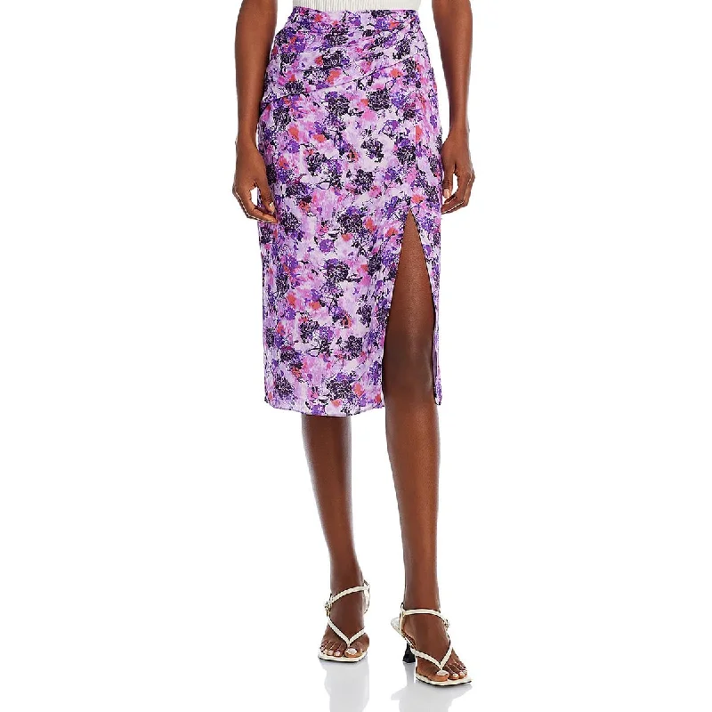 IRO Womens Slit Floral Print Pencil Skirt velvet skirt rich