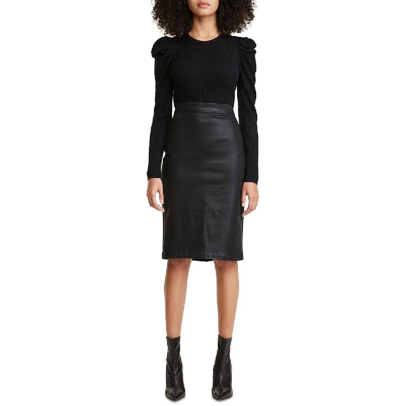 Jen7 by 7 for All Mankind Womens Pleated Knee-Length Pencil Skirt asymmetrical skirt cut Jen7 by 7 for All Mankind Womens Pleated Knee-Length Pencil Skirt asymmetrical skirt cut