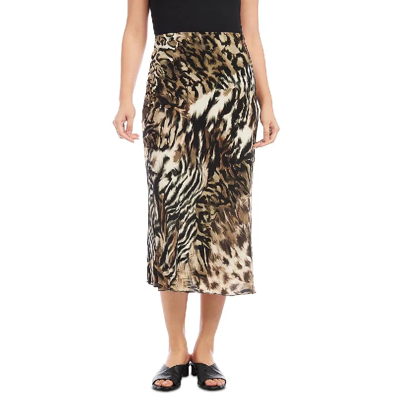 Karen Kane Womens Midi Animal Print Midi Skirt velvet skirt plush