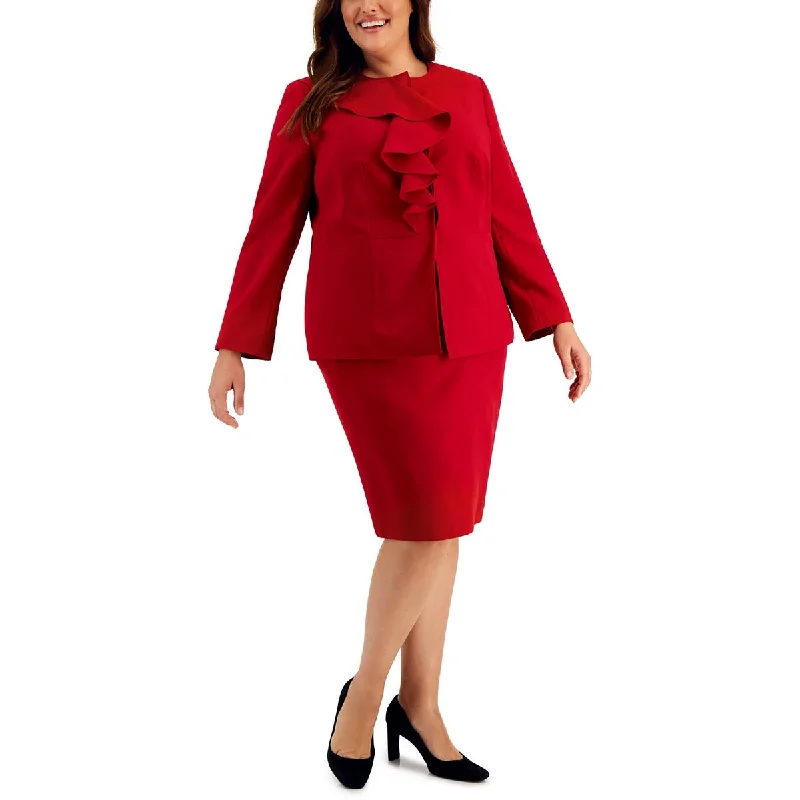 Le Suit Womens Plus 2PC  Skirt Suit linen skirt relaxed