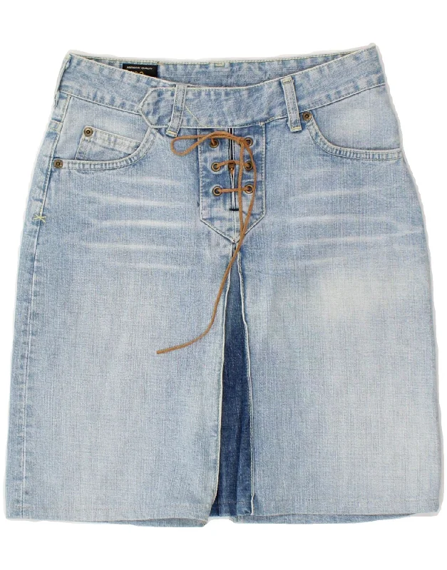 LEE Womens Denim Skirt UK 8 Small W26 Blue Cotton silk skirt luxurious