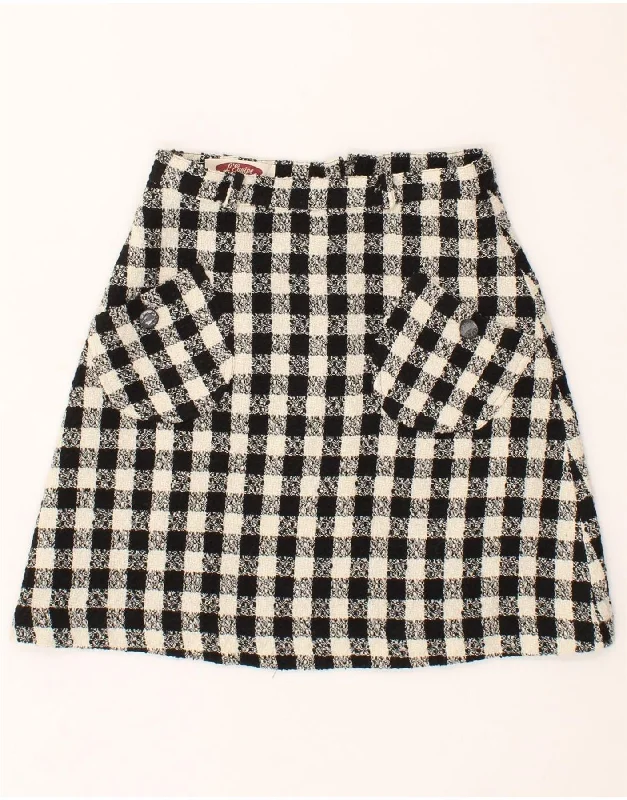 L'EQUIPE Womens A-Line Skirt IT 40 Small W24 Black Check Acetate cashmere skirt fine L'EQUIPE Womens A-Line Skirt IT 40 Small W24 Black Check Acetate cashmere skirt fine