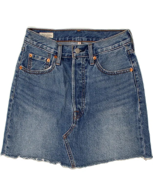 LEVI'S Womens Denim Skirt W25 XS Blue Cotton wool skirt thick