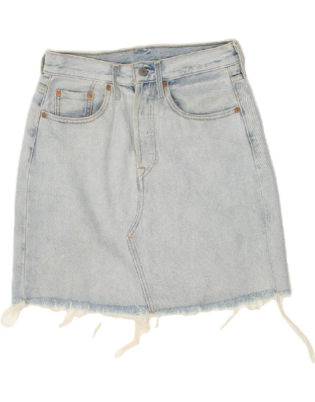 LEVI'S Womens Denim Skirt W30 Medium Blue Cotton silk skirt smooth