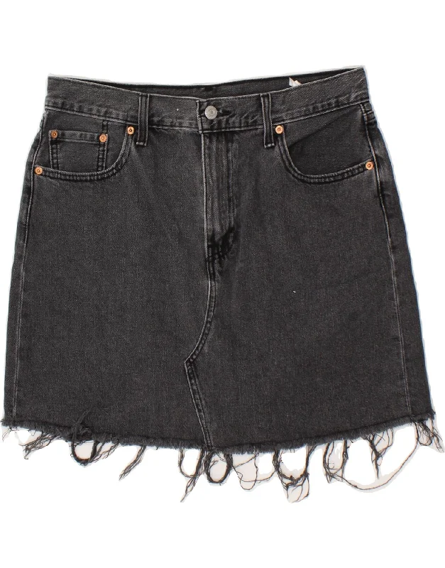 LEVI'S Womens Denim Skirt W32 Large Black Cotton lightweight skirt design