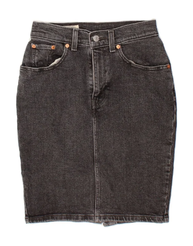LEVI'S Womens High Waist Denim Skirt W24 XS Black Cotton cashmere skirt soft