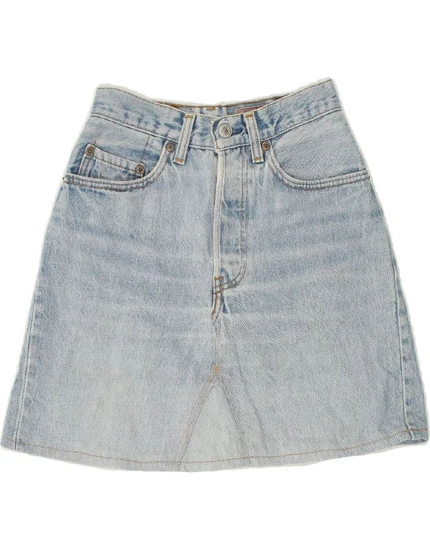 LEVI'S Womens High Waist Denim Skirt W26 Small Blue Cotton chiffon skirt lightweight LEVI'S Womens High Waist Denim Skirt W26 Small Blue Cotton chiffon skirt lightweight