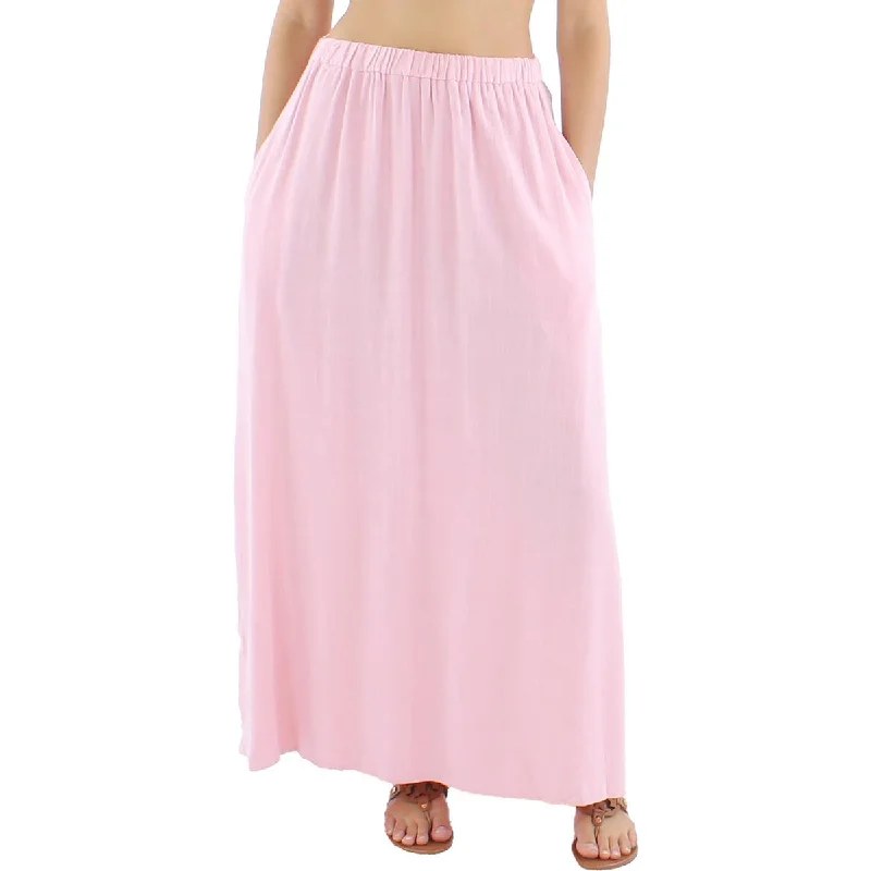 Lucy Paris Womens Vienna Textured Split Hem Maxi Skirt linen skirt natural