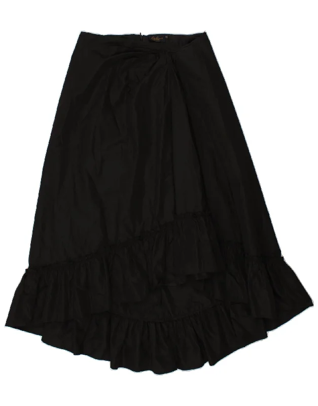 LUISA SPAGNOLI Womens Asymmetric Tiered Skirt IT 46 Large W30 Black velvet skirt luxurious LUISA SPAGNOLI Womens Asymmetric Tiered Skirt IT 46 Large W30 Black velvet skirt luxurious