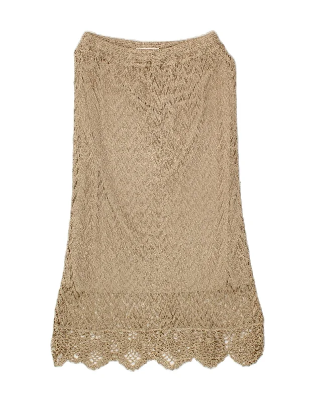 MARKS & SPENCER Womens Crochet Straight Skirt W28 Medium Beige elastic waist skirt
