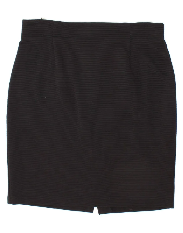 MISS JOY Womens Pencil Skirt UK 18 XL W32 Black Pinstripe velvet skirt glossy
