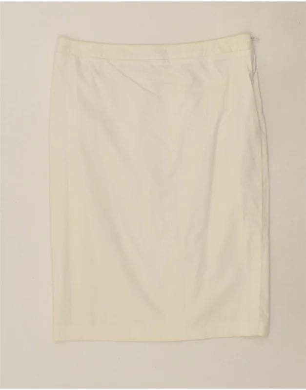 MOSCHINO Womens Straight Skirt US 10 Large W30 White Cotton satin skirt smooth