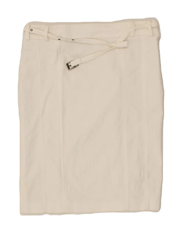 PATRIZIA PEPE Womens Straight Skirt IT 42 Medium W32  White Cotton silk skirt sleek