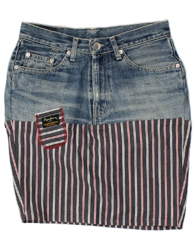 PEPE JEANS Womens Denim Skirt W28 Medium Blue Striped summer skirt style