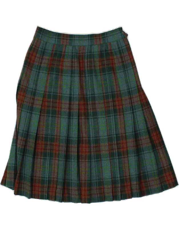 PIERRE CARDIN Womens Knife Pleated Skirt IT 42 Medium W26 Green Plaid Wool linen skirt airy PIERRE CARDIN Womens Knife Pleated Skirt IT 42 Medium W26 Green Plaid Wool linen skirt airy