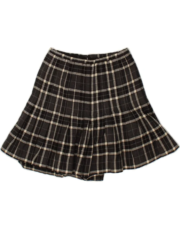 SEVENTY Womens Pleated Skirt IT 40 Small W26 Grey Check Virgin Wool patchwork skirt art SEVENTY Womens Pleated Skirt IT 40 Small W26 Grey Check Virgin Wool patchwork skirt art