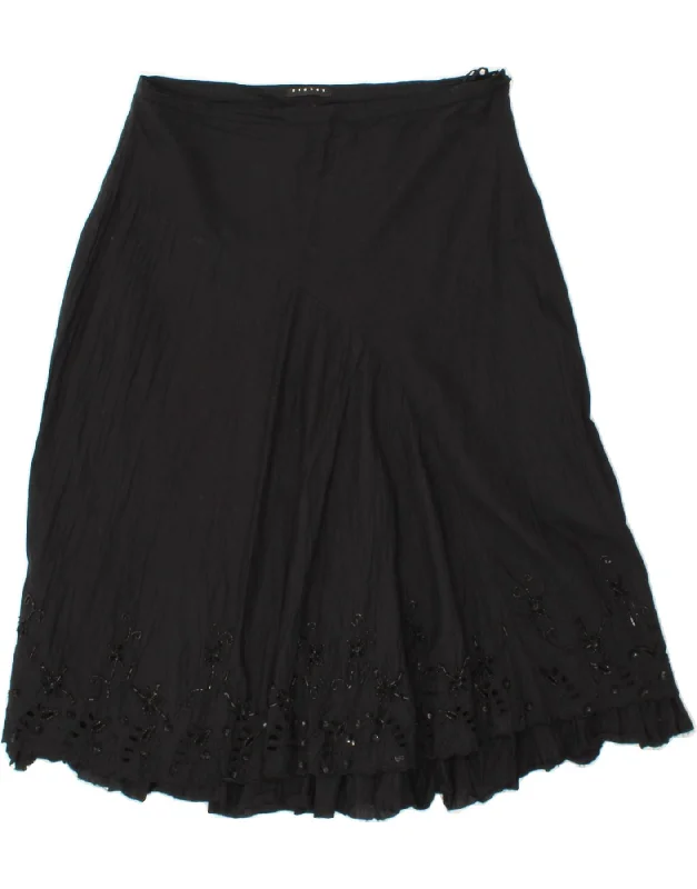 SISLEY Womens Graphic A-Line Skirt IT 42 Medium W30 Black Cotton denim skirt classic SISLEY Womens Graphic A-Line Skirt IT 42 Medium W30 Black Cotton denim skirt classic