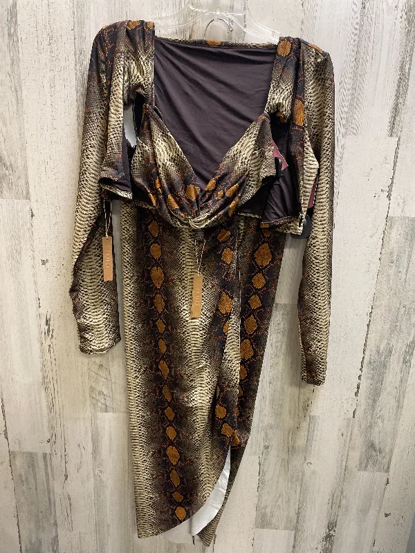 Skirt Suit 3pc By Skims In Brown, Size: Xl high slit skirt