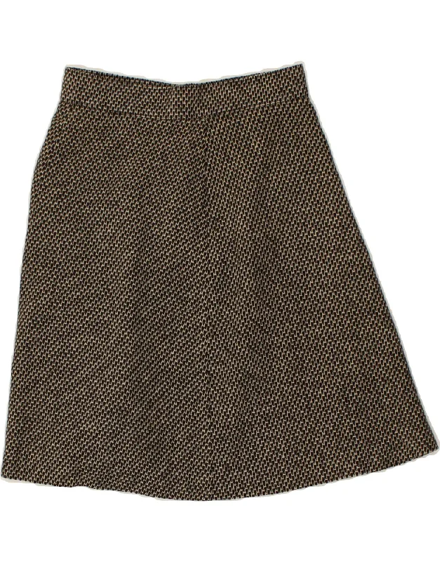 ST MICHAEL Womens Abstract Pattern A-Line Skirt UK 10 Small W26 Black Wool lace skirt intricate ST MICHAEL Womens Abstract Pattern A-Line Skirt UK 10 Small W26 Black Wool lace skirt intricate