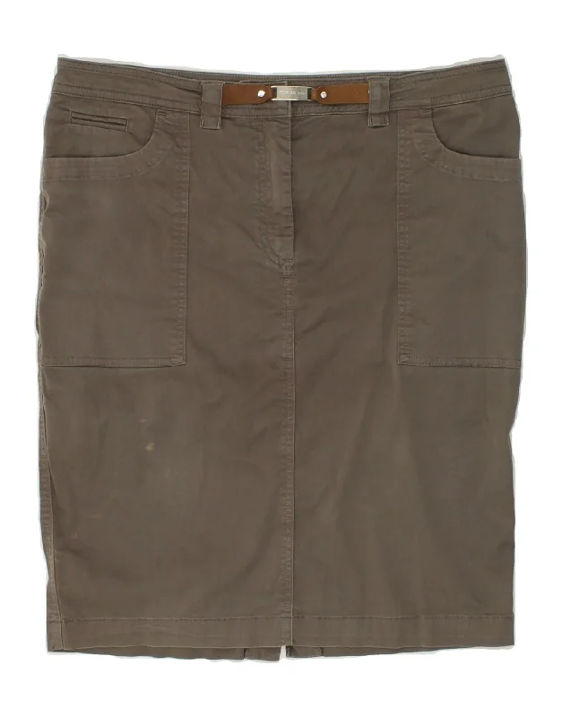 TRUSSARDI Womens Midi Skirt IT 48 XL W36 Grey Cotton flowy skirt hem