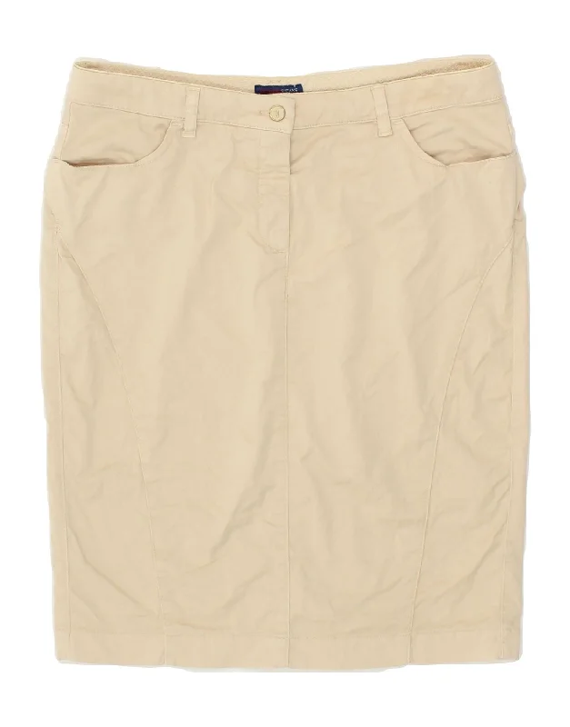 TRUSSARDI Womens Straight Skirt IT 46 Large W32  Beige Cotton ruffled skirt detail