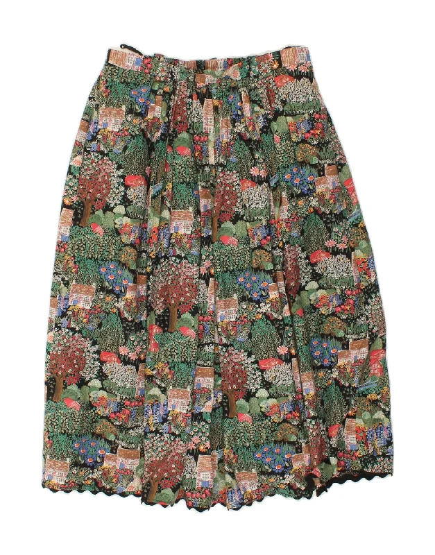 VINTAGE Womens A-Line Skirt EU 40 Medium W28 Multicoloured Floral Modal wrap skirt elegant VINTAGE Womens A-Line Skirt EU 40 Medium W28 Multicoloured Floral Modal wrap skirt elegant