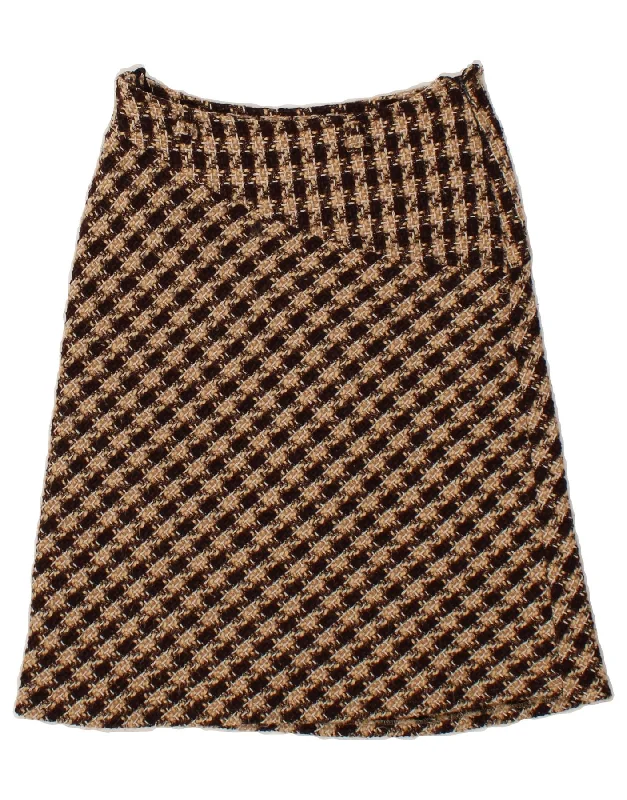 VINTAGE Womens A-Line Skirt EU 40 Medium W30  Brown Check wool skirt thick