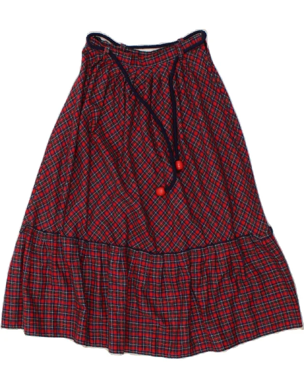 VINTAGE Womens A-Line Skirt IT 36 XS W24 Red Check Polyester wool skirt sturdy